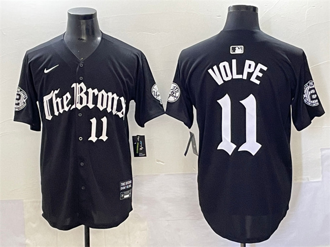 Men's New York Yankees #11 Anthony Volpe Black 'Gothic Legacy Edition' Vapor Premier Limited Stitched Baseball Jersey Men's New York Yankees #11 Anthony Volpe Black 'Gothic Legacy Edition' Vapor Premier Limited Stitched Baseball Jersey
